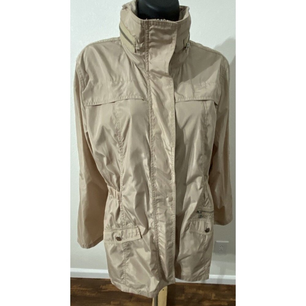 Jockey Full Zip Jacket Women Size Medium Jacket Concealed Hood 100% Poly Pockets
